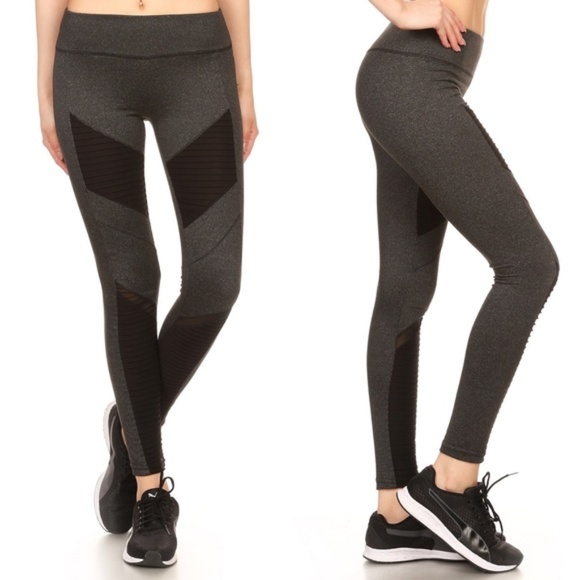 Pants - Athleisure Moto Comfy Style Leggings Grey & Black